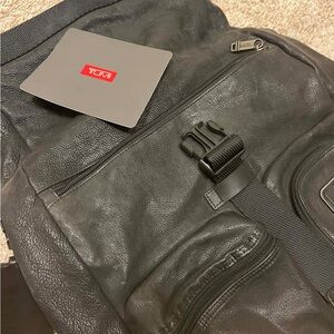 TUMI Black Leather laptop Backpack
